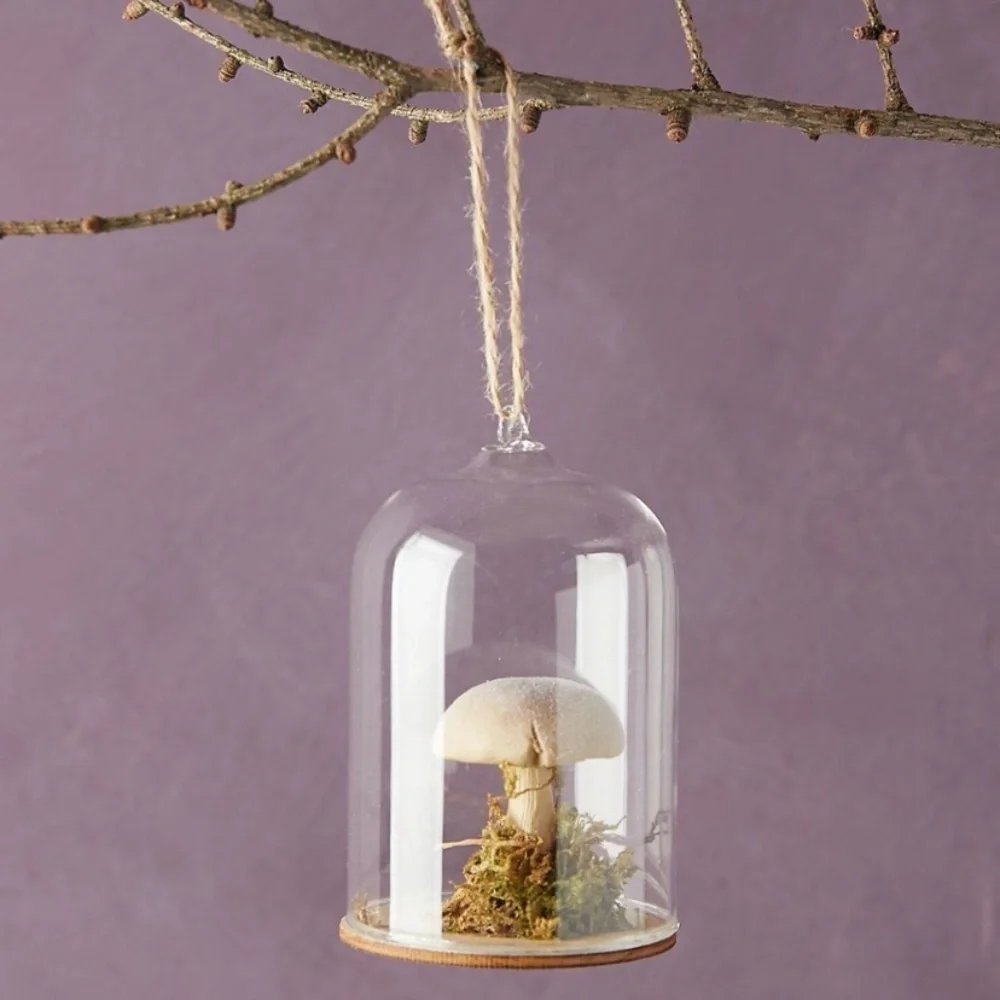 Anthropologie Mushroom Cloche Ornament new 4”